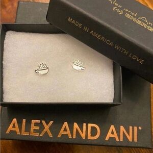 Silver Coffee Cup Stud Earrings TV Show FRIENDS Alex and Ani RARE